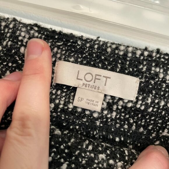 ANN TAYLOR LOFT Petites Boucle Pocket Drawstring Skirt Black White PETITE Small - Picture 7 of 14